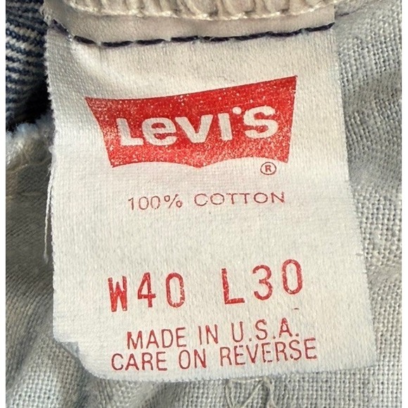 VINTAGE Levi's 550 Jeans 40x30 Blue Denim Tapered Orange Tag 90s USA Batwing Tag - Picture 2 of 12
